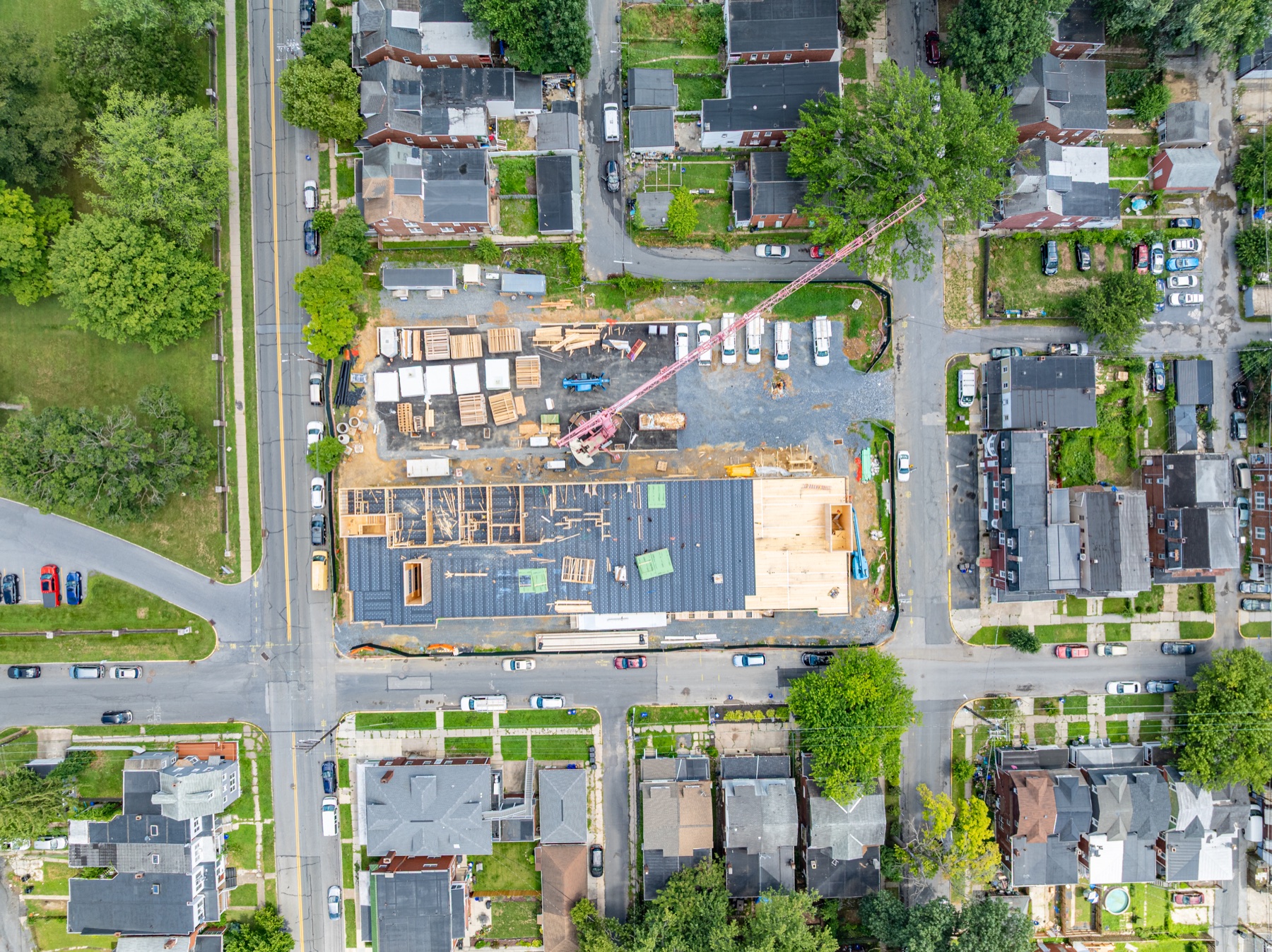 Top-down view of Woodward Lofts fourth-floor construction